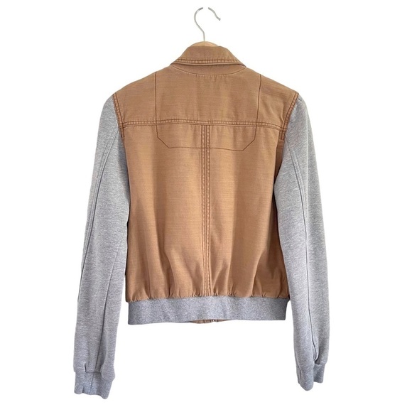 Anthropologie Hei Hei Excursion Collared Bomber Jacket Tan Grey Small - Picture 6 of 15